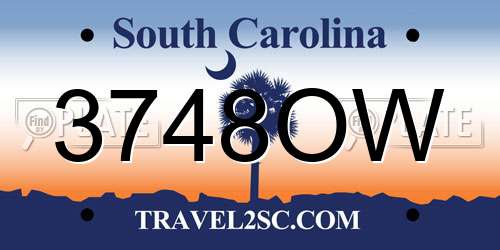 3748OW South Carolina License Plate