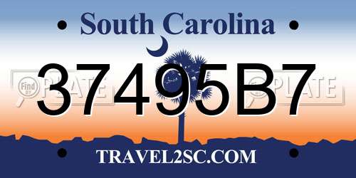 37495B7 South Carolina License Plate