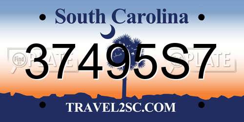37495S7 South Carolina License Plate