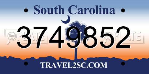 3749852 South Carolina License Plate