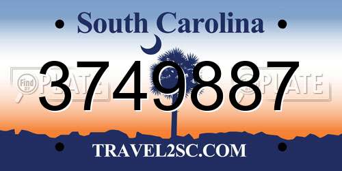 3749887 South Carolina License Plate