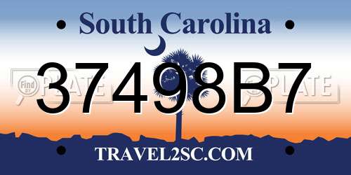 37498B7 South Carolina License Plate