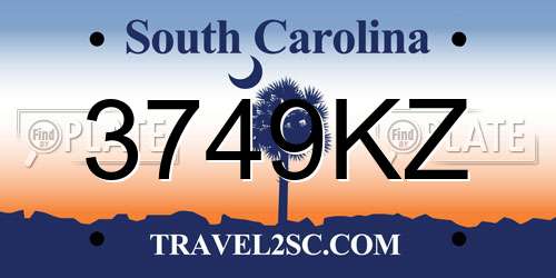 3749KZ South Carolina License Plate