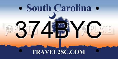 374BYC South Carolina License Plate
