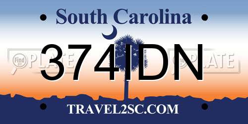 374IDN South Carolina License Plate