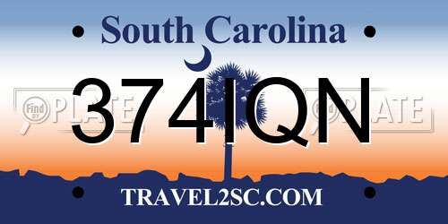 374IQN South Carolina License Plate