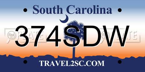 374SDW South Carolina License Plate