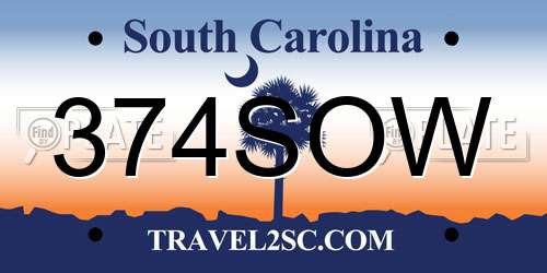 374SOW South Carolina License Plate