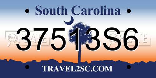 37513S6 South Carolina License Plate