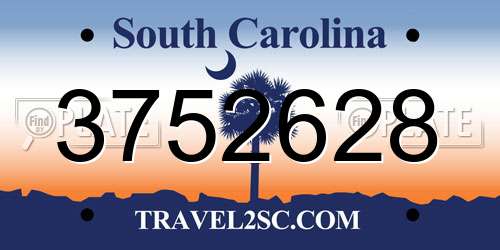 3752628 South Carolina License Plate