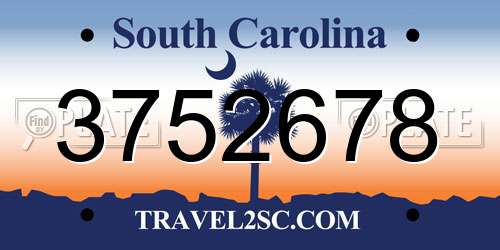3752678 South Carolina License Plate