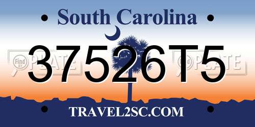 37526T5 South Carolina License Plate