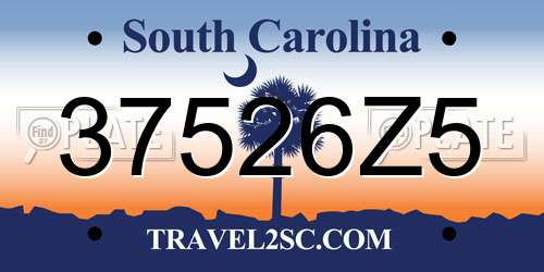 37526Z5 South Carolina License Plate