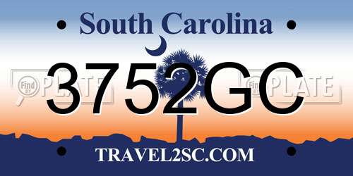 3752GC South Carolina License Plate