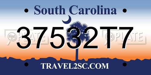 37532T7 South Carolina License Plate