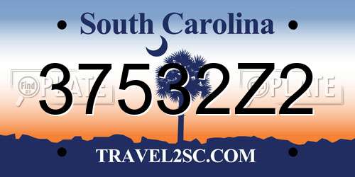 37532Z2 South Carolina License Plate