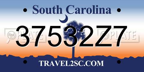 37532Z7 South Carolina License Plate