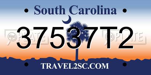 37537T2 South Carolina License Plate