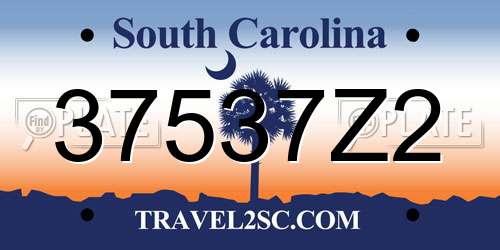 37537Z2 South Carolina License Plate