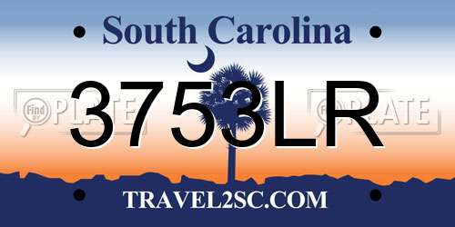 3753LR South Carolina License Plate