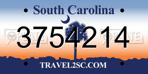 3754214 South Carolina License Plate