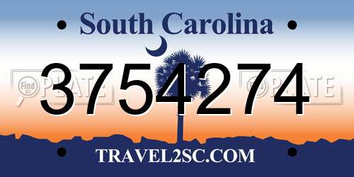3754274 South Carolina License Plate