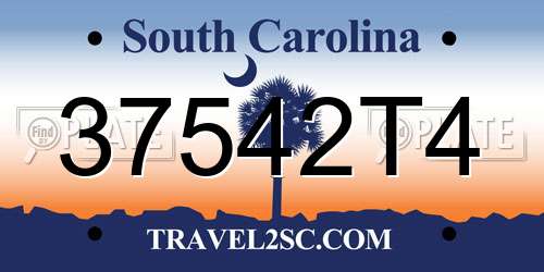 37542T4 South Carolina License Plate