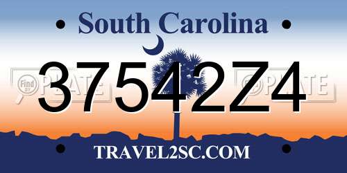37542Z4 South Carolina License Plate