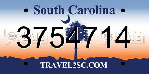 3754714 South Carolina License Plate