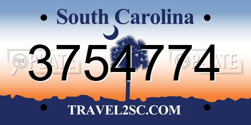 3754774 South Carolina License Plate
