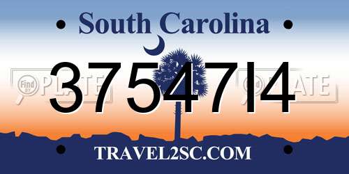 37547I4 South Carolina License Plate