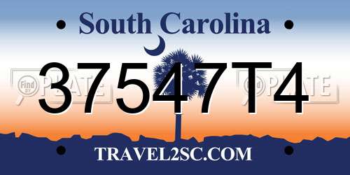 37547T4 South Carolina License Plate