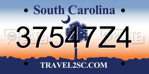 37547Z4 South Carolina License Plate