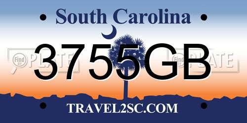 3755GB South Carolina License Plate