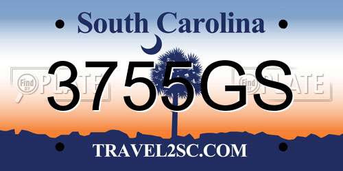 3755GS South Carolina License Plate