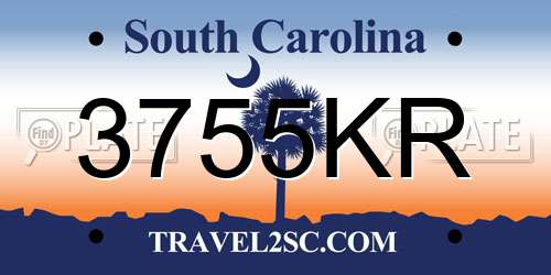 3755KR South Carolina License Plate