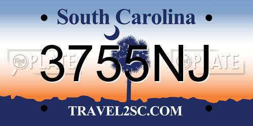 3755NJ South Carolina License Plate