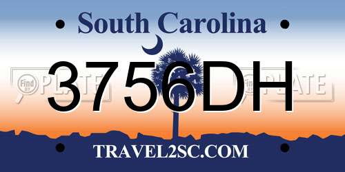3756DH South Carolina License Plate