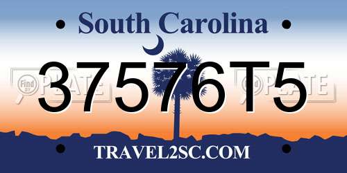 37576T5 South Carolina License Plate