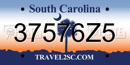 37576Z5 South Carolina License Plate