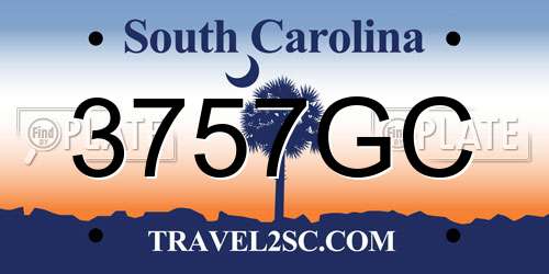 3757GC South Carolina License Plate
