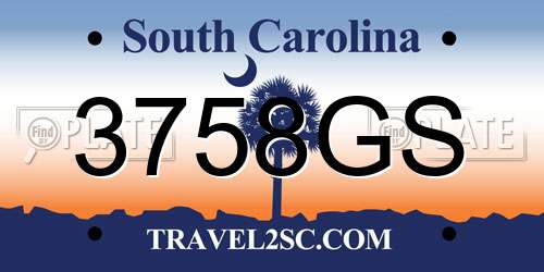 3758GS South Carolina License Plate