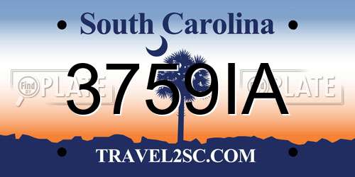 3759IA South Carolina License Plate