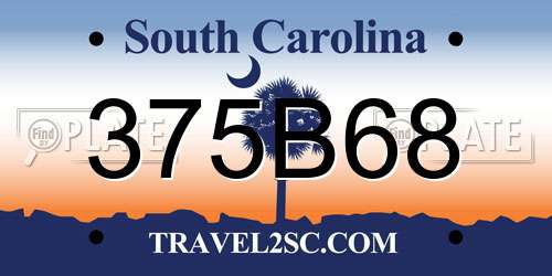 375B68 South Carolina License Plate