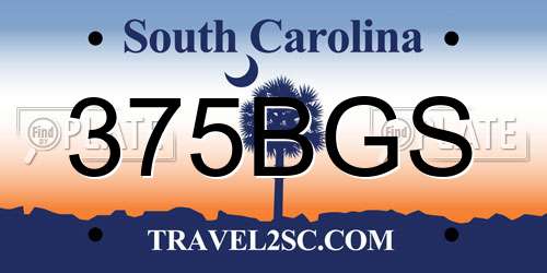375BGS South Carolina License Plate