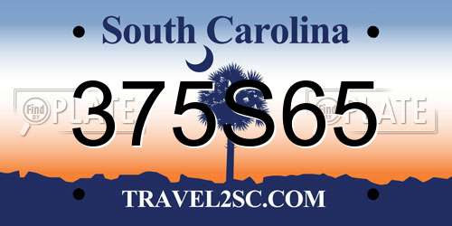 375S65 South Carolina License Plate