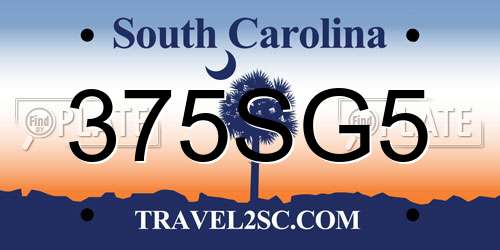 375SG5 South Carolina License Plate