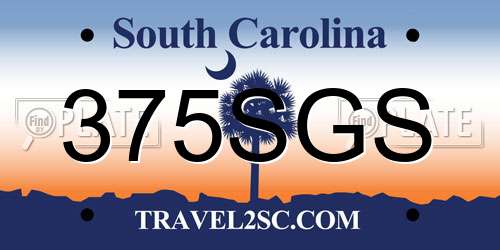 375SGS South Carolina License Plate