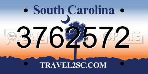 3762572 South Carolina License Plate