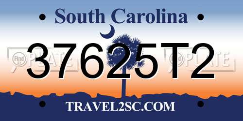 37625T2 South Carolina License Plate